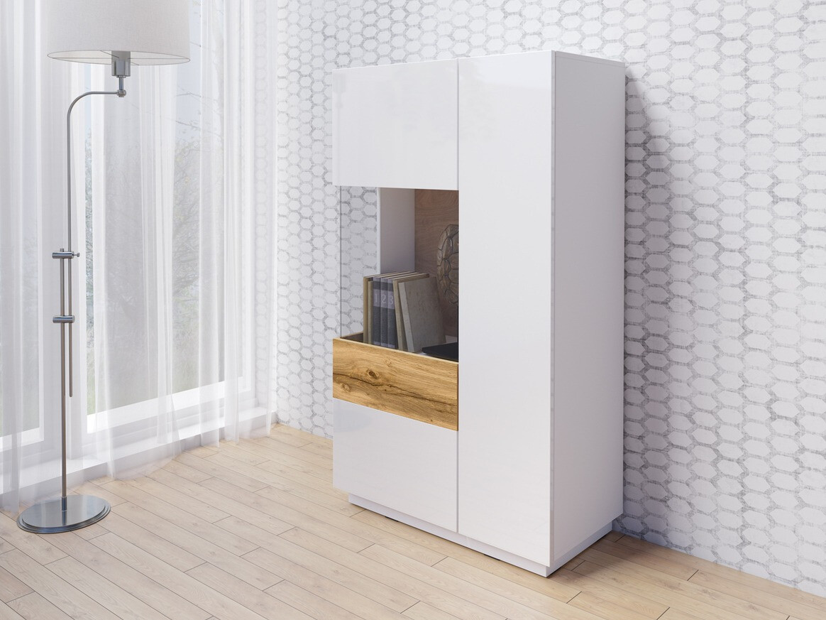 Buffet Livlore 104 (Blanc + Blanc brillant + Chêne wotan)