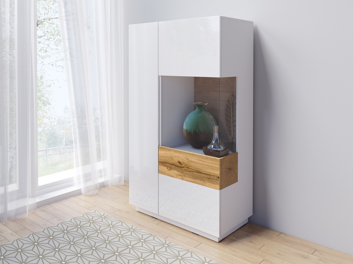 Buffet Livlore 104 (Blanc + Blanc brillant + Chêne wotan)
