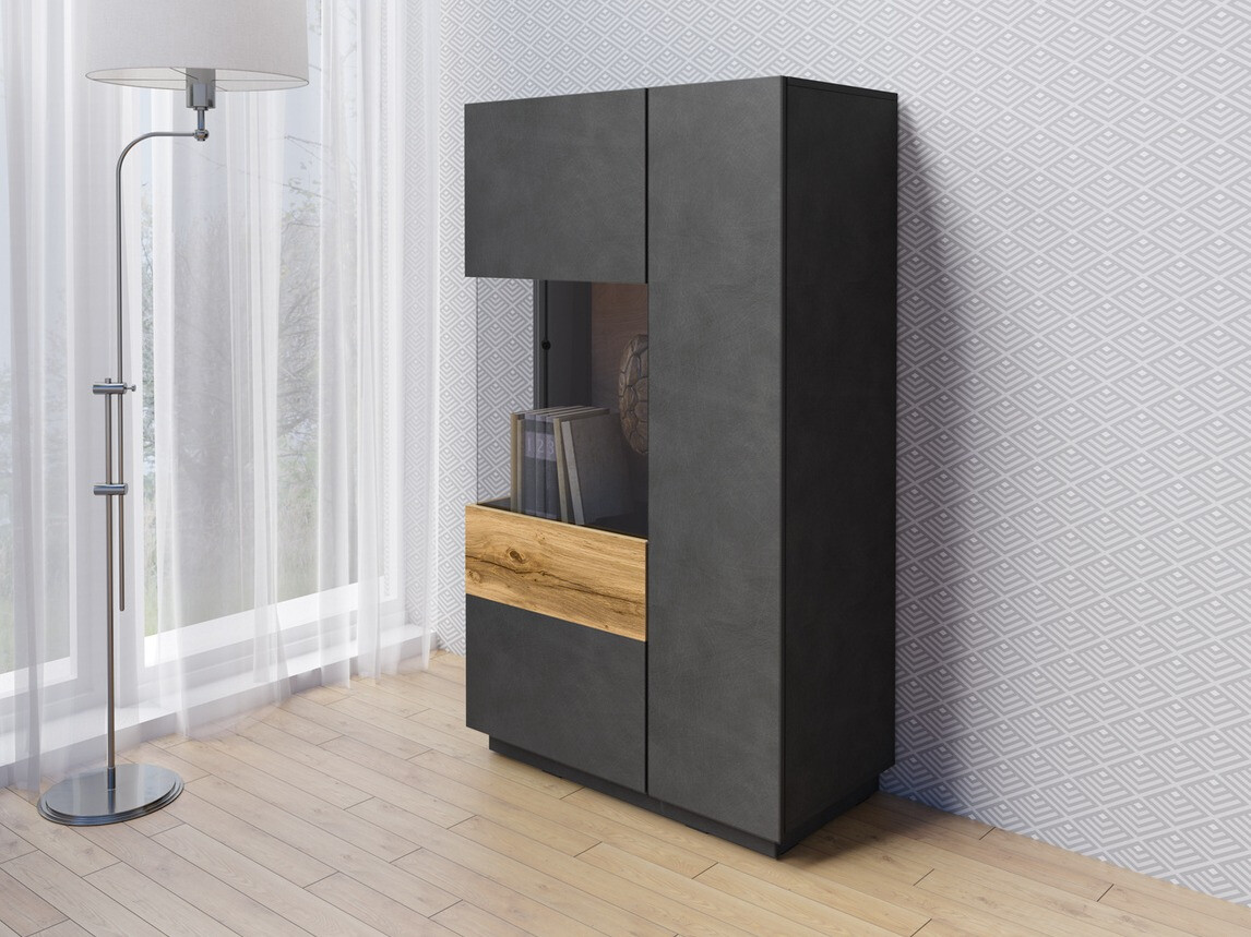Buffet Livlore 104 (Matera gris + Chêne wotan)