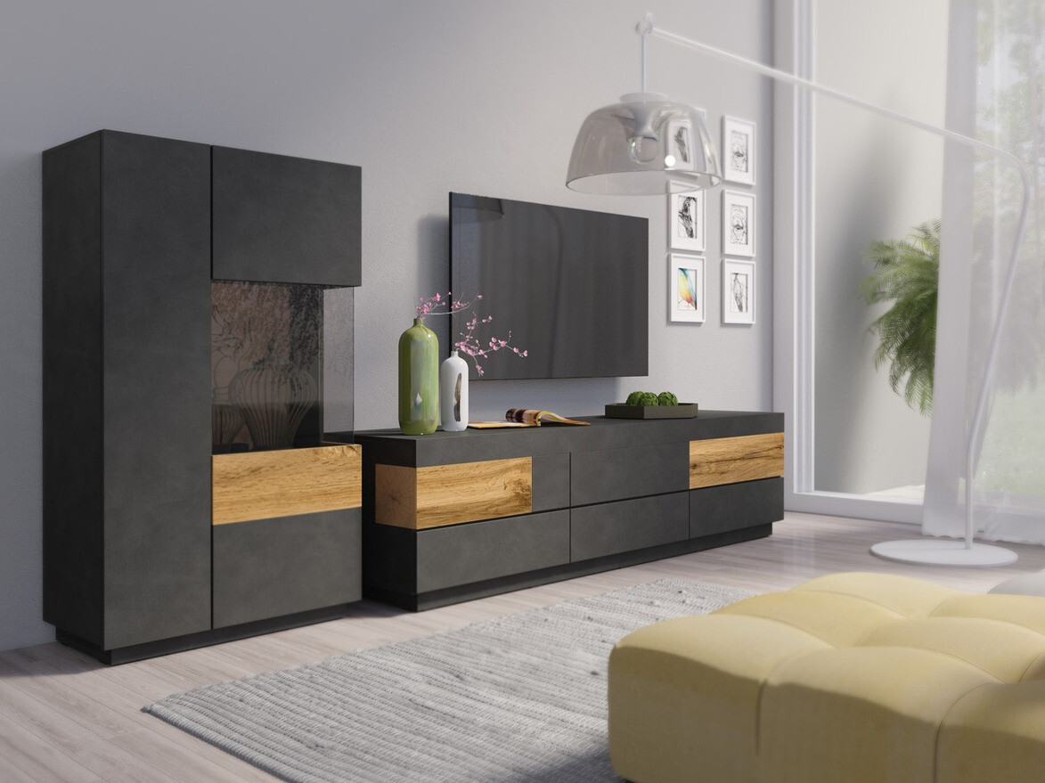 Buffet Livlore 104 (Matera gris + Chêne wotan)