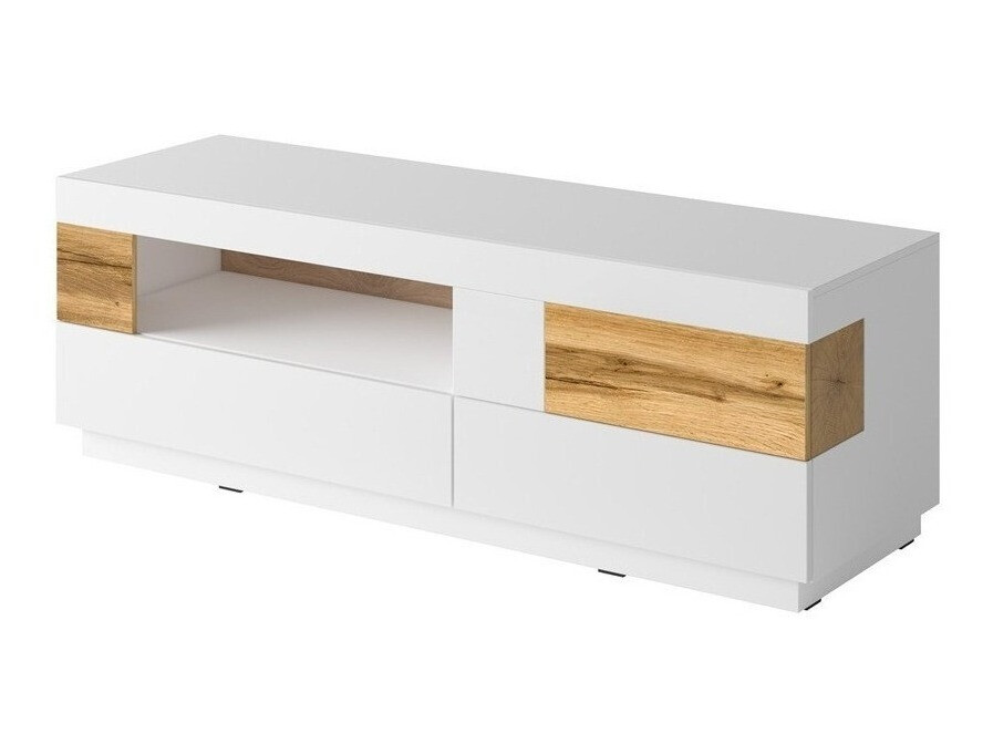 Meuble TV Livlore 103 (Blanc + Blanc brillant + Chêne wotan)