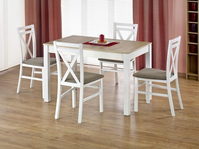 Table Houston 132 (Blanc + Sonoma chêne)