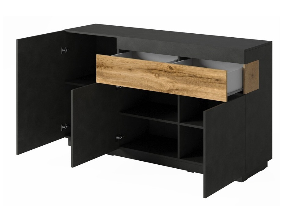 Commode Livlore 105 (Matera gris + Chêne wotan)