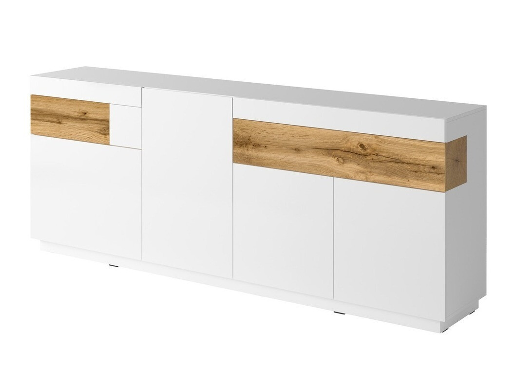 Ensemble de salon Livlore 108 (Blanc + Blanc brillant + Chêne wotan)