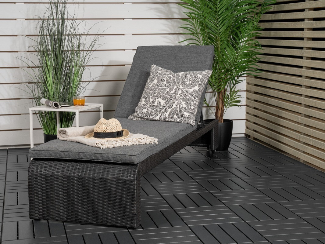 Chaise longue de jardin Dallas 771 (Noir + Gris)