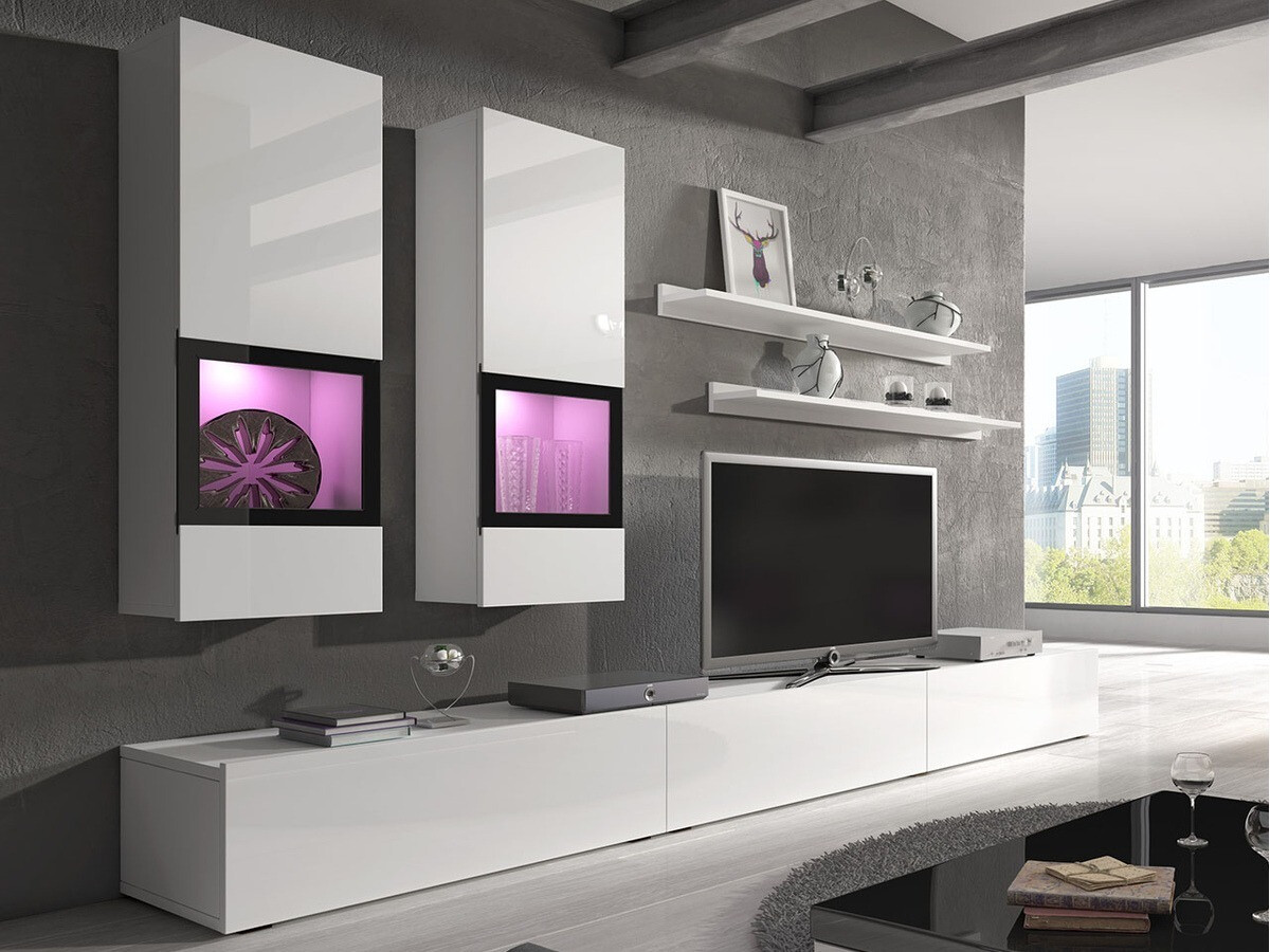 Ensemble de salon Serodeu 100 (Blanc + Blanc brillant)