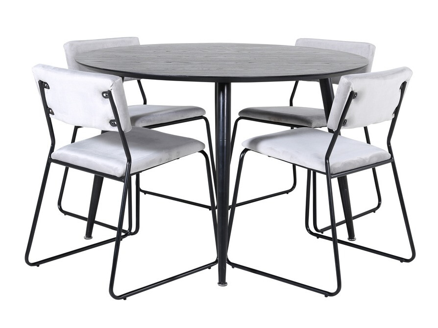 Salle à manger complète Dallas 2543 (Gris clair + Noir)