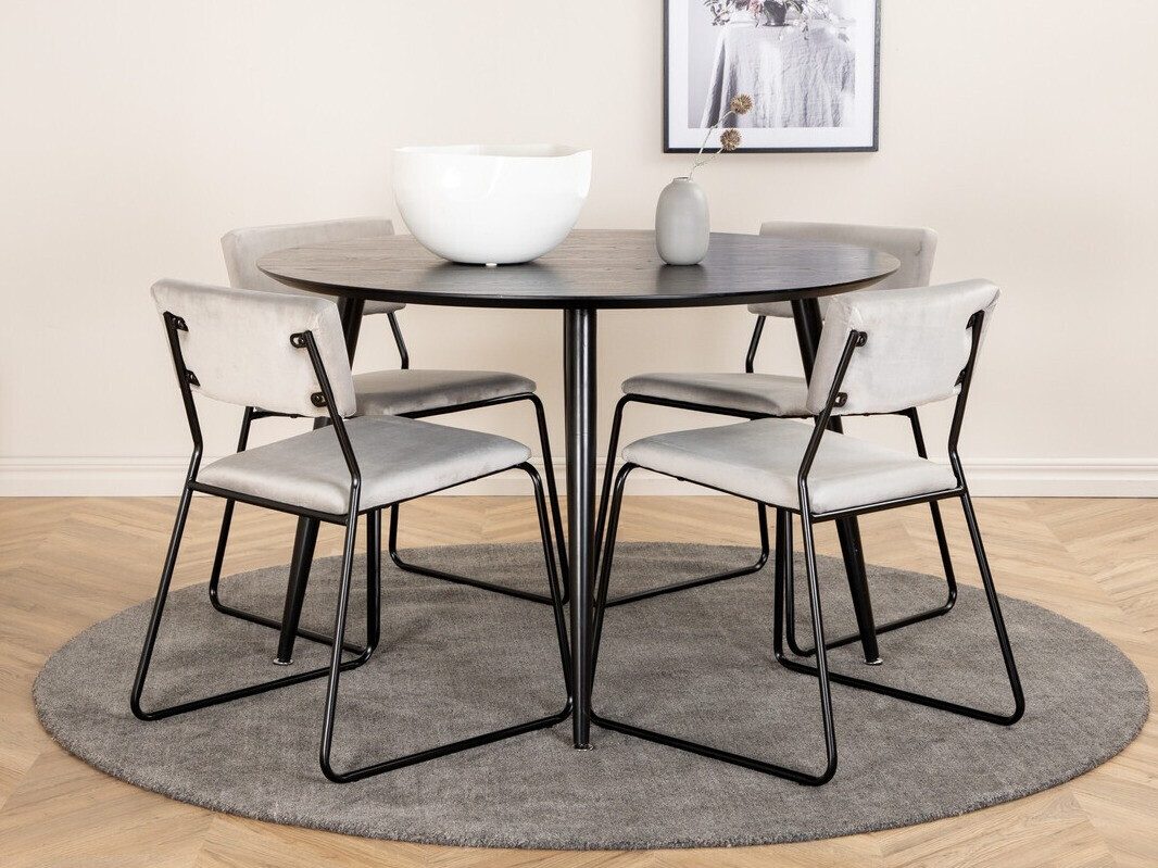 Salle à manger complète Dallas 2543 (Gris clair + Noir)