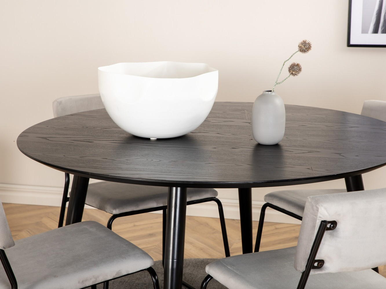 Salle à manger complète Dallas 2543 (Gris clair + Noir)