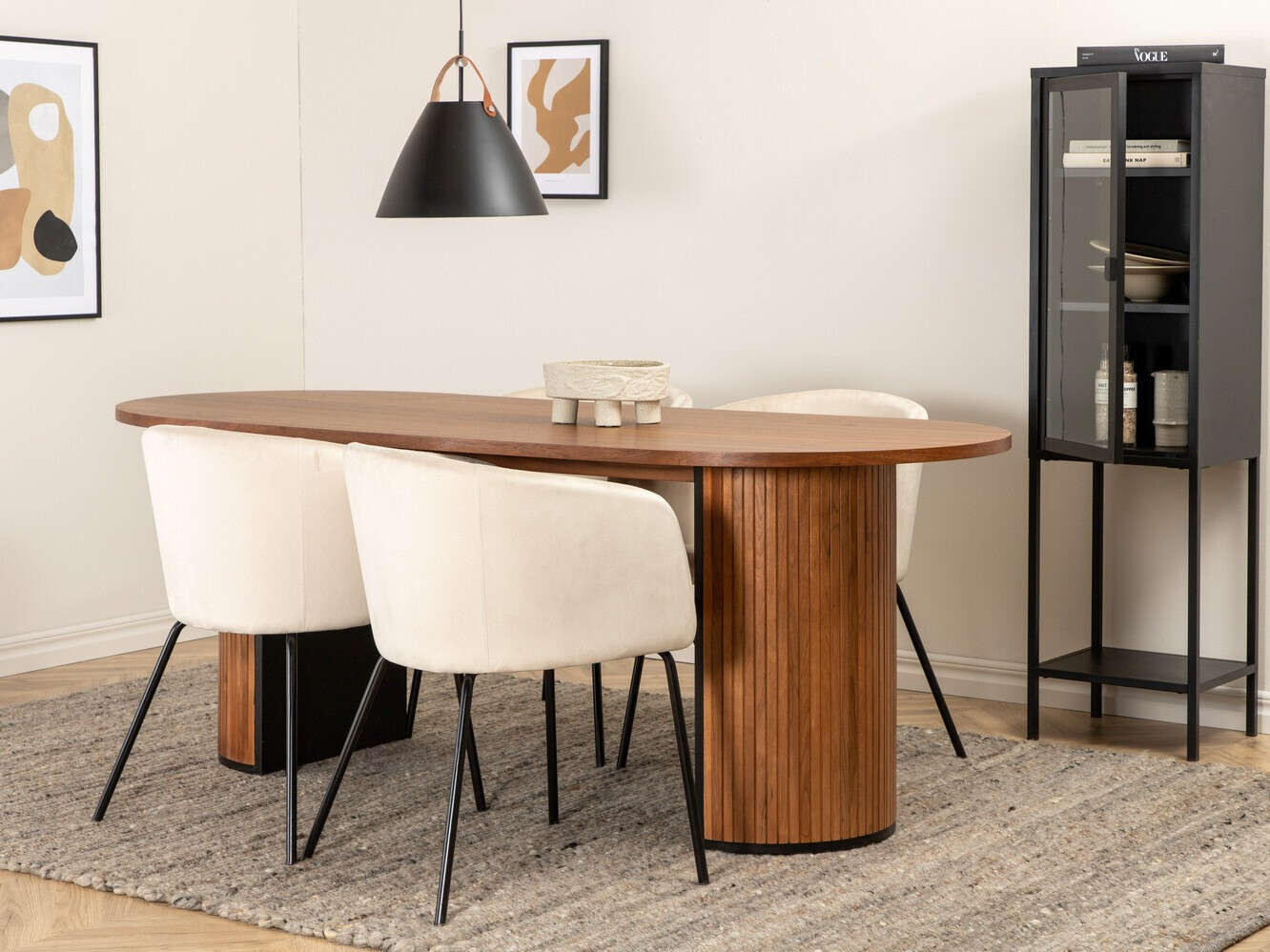 Salle à manger complète Dallas 2749 (Crème + Noir)