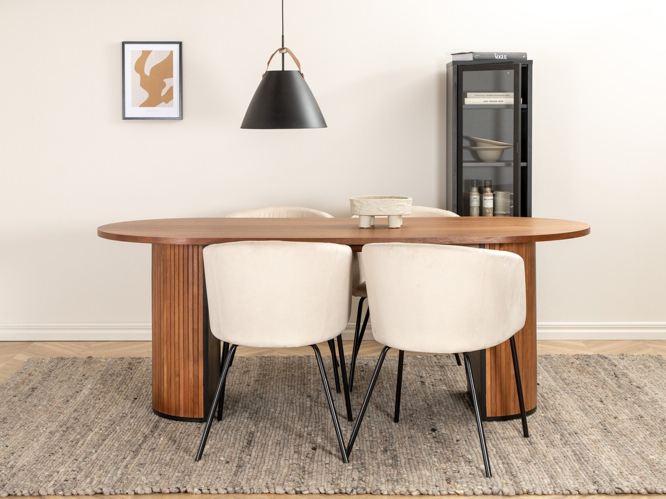 Salle à manger complète Dallas 2749 (Crème + Noir)