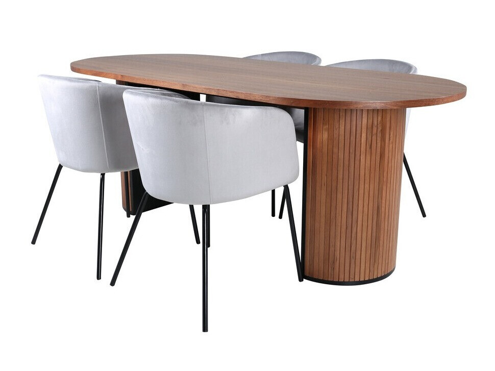 Salle à manger complète Dallas 2749 (Gris + Noir)