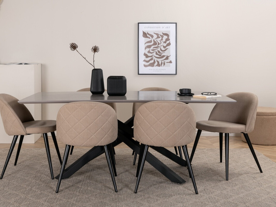 Salle à manger complète Dallas 3035 (Beige + Noir)