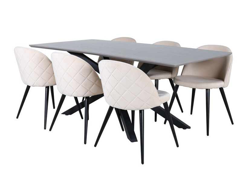 Salle à manger complète Dallas 3035 (Crème + Noir)