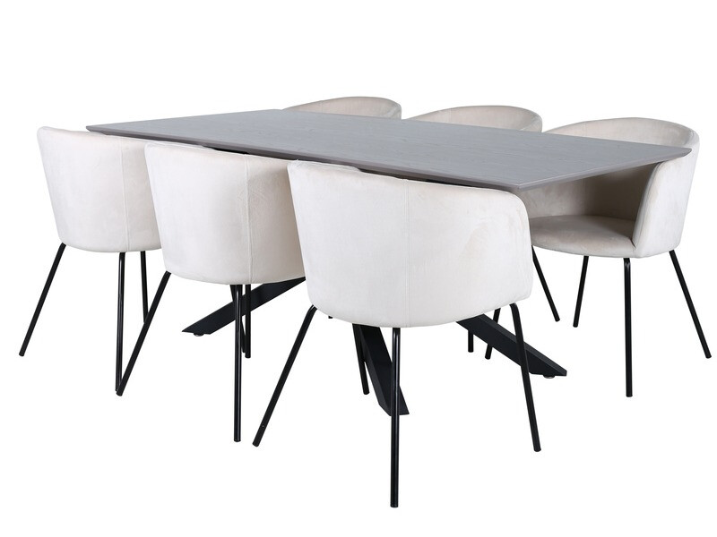 Salle à manger complète Dallas 3036 (Crème + Noir)