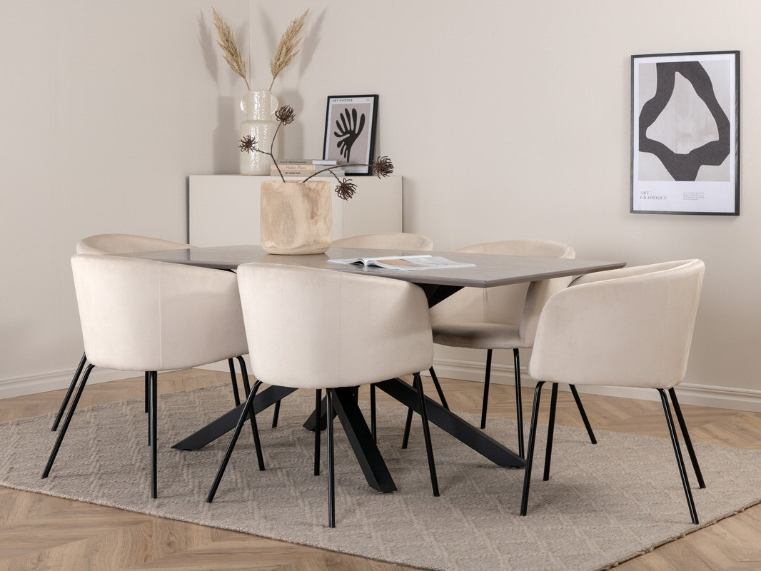 Salle à manger complète Dallas 3036 (Crème + Noir)