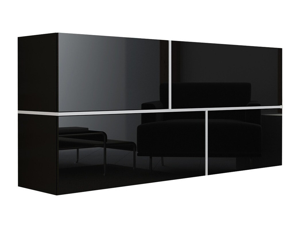 Armoire murale Charlotte 100 (Noir + Noir brillant + Blanc)