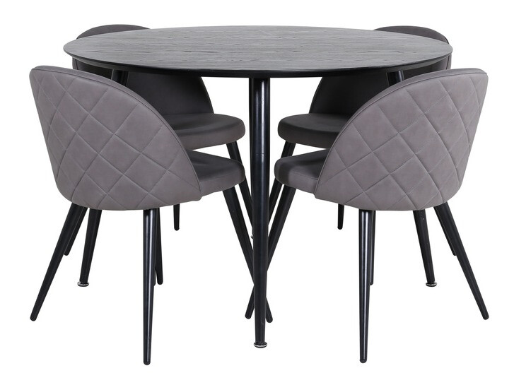 Salle à manger complète Dallas 2545 (Gris + Noir)