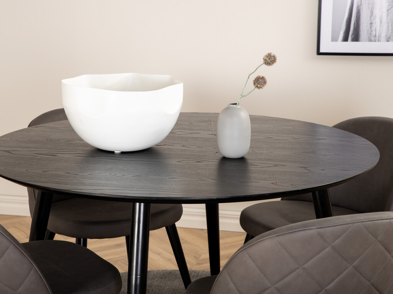 Salle à manger complète Dallas 2545 (Gris + Noir)