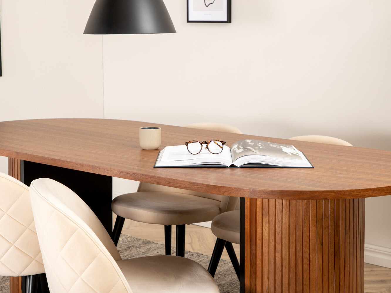 Salle à manger complète Dallas 2764 (Crème + Noir)