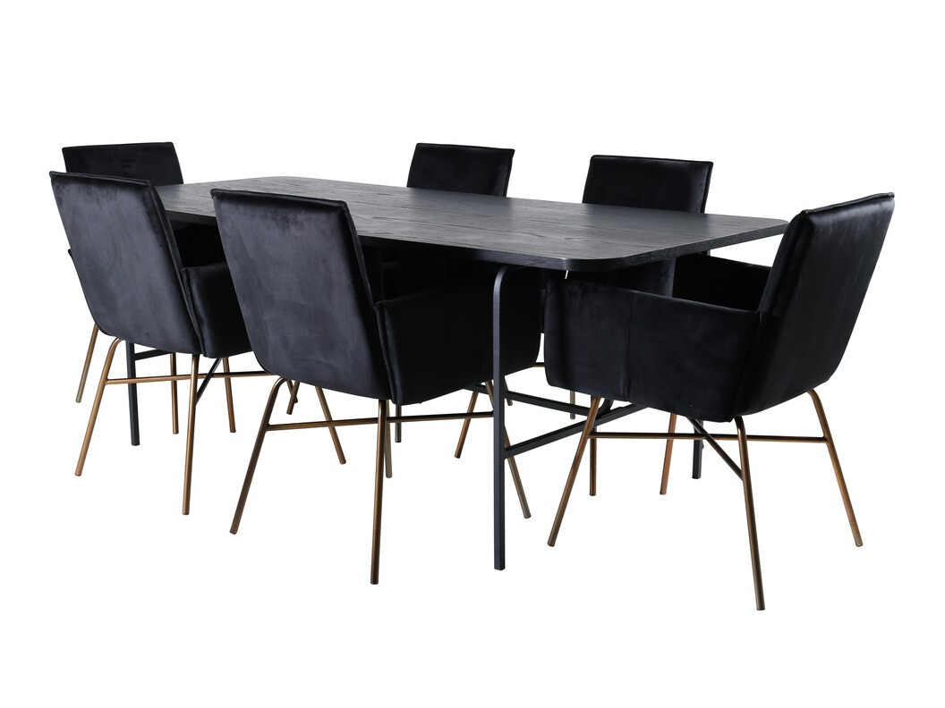 Salle à manger complète Dallas 2788 (Noir + Cuivre)