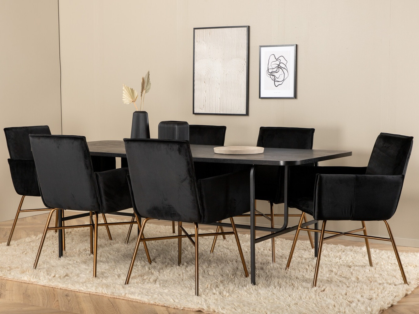 Salle à manger complète Dallas 2788 (Noir + Cuivre)