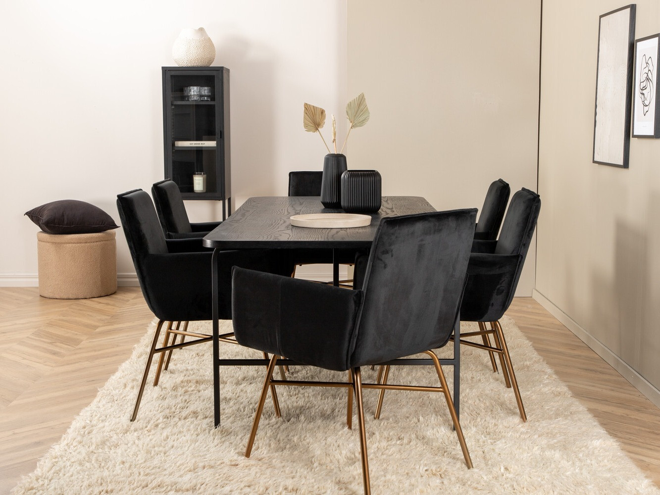 Salle à manger complète Dallas 2788 (Noir + Cuivre)