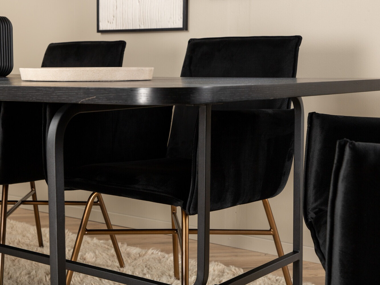 Salle à manger complète Dallas 2788 (Noir + Cuivre)