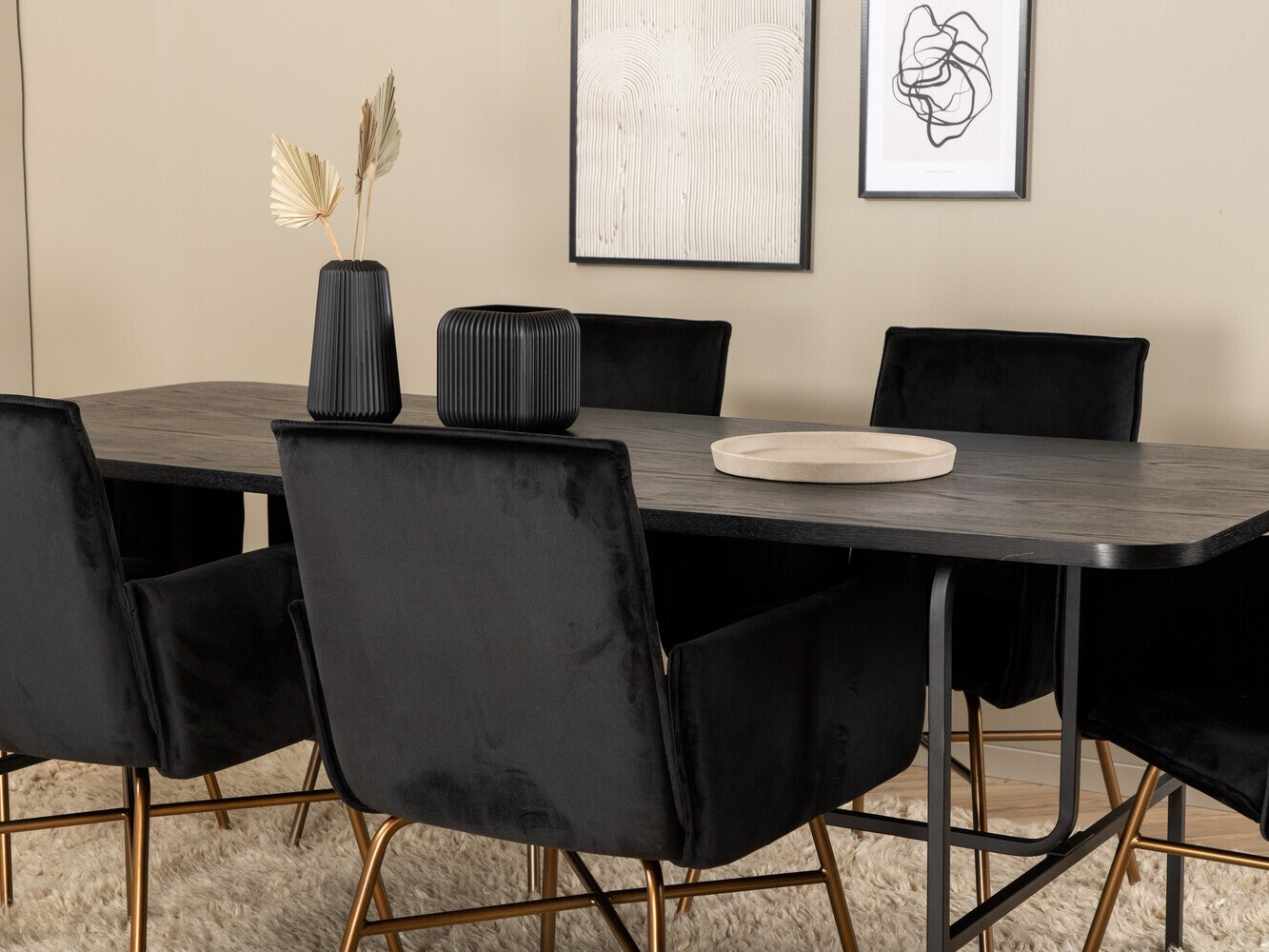 Salle à manger complète Dallas 2788 (Noir + Cuivre)