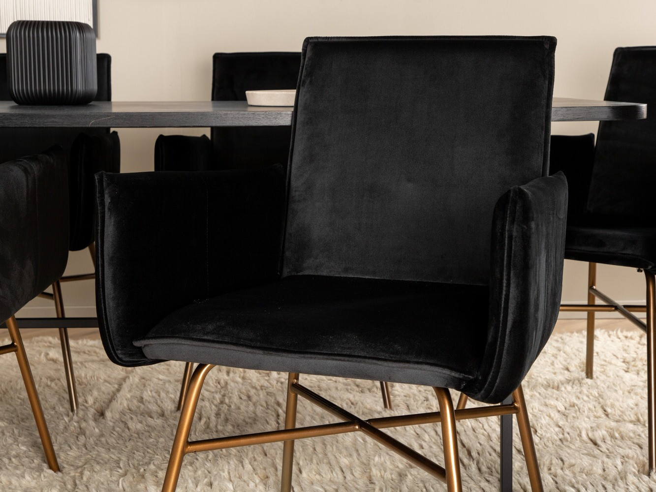 Salle à manger complète Dallas 2788 (Noir + Cuivre)