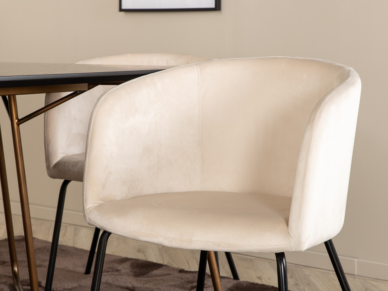 Salle à manger complète Dallas 4191 (Crème + Noir)