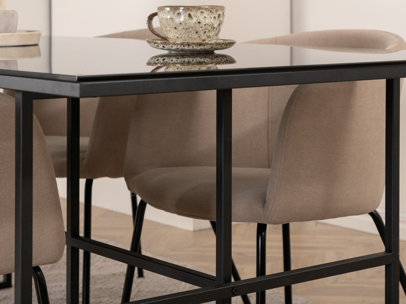 Salle à manger complète Dallas 3044 (Crème + Noir)