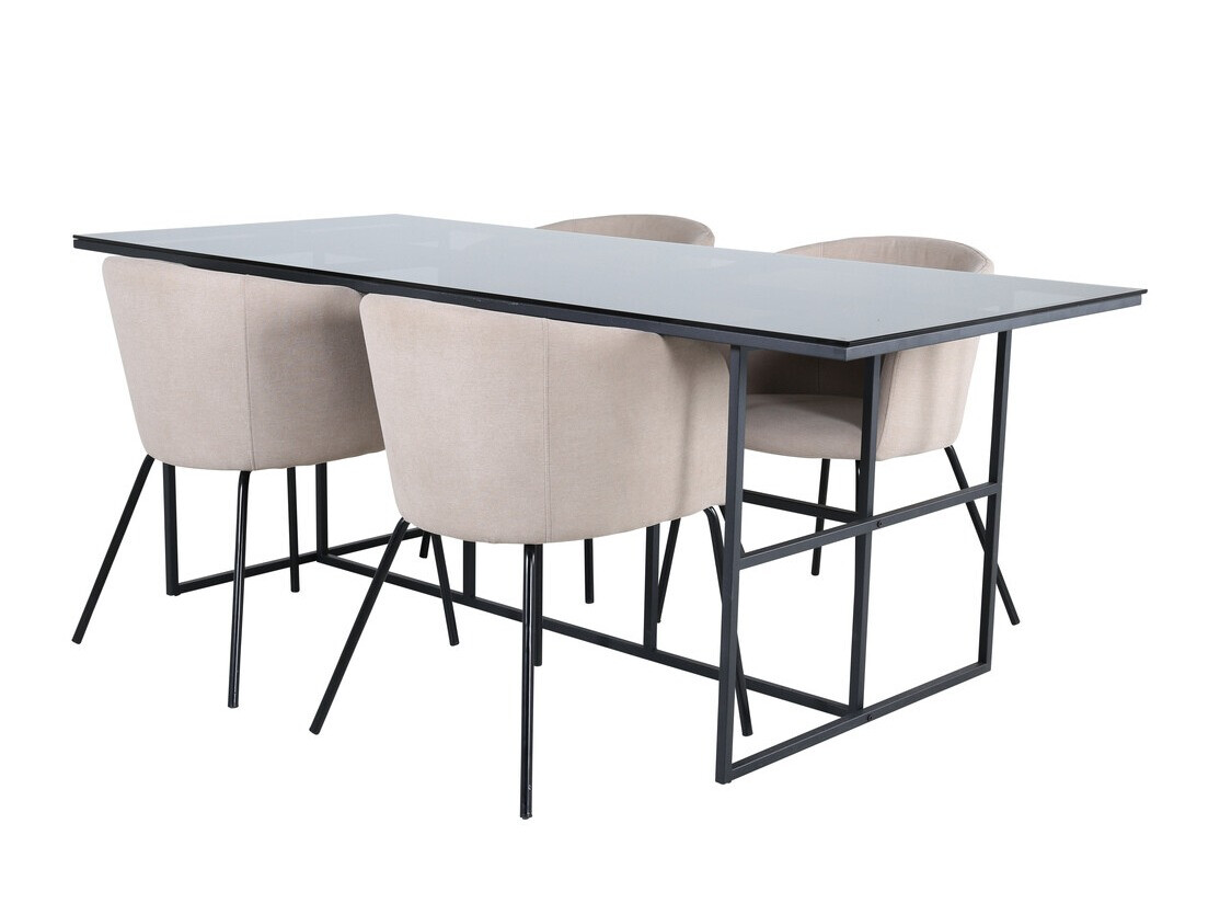 Salle à manger complète Dallas 3044 (Crème + Noir)