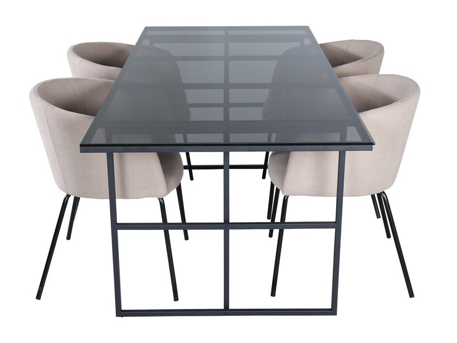 Salle à manger complète Dallas 3044 (Crème + Noir)