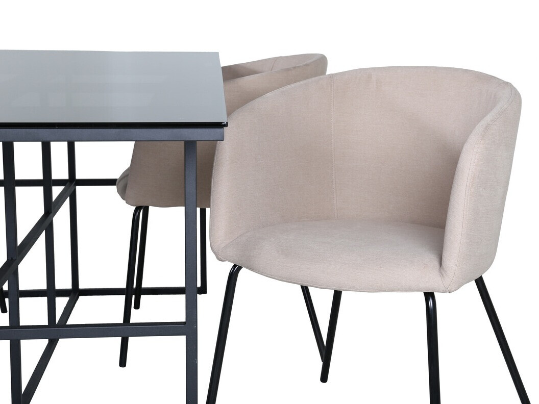 Salle à manger complète Dallas 3044 (Crème + Noir)