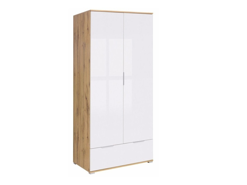 Armoire Tivetra 111 (Chêne wotan + Blanc brillant)