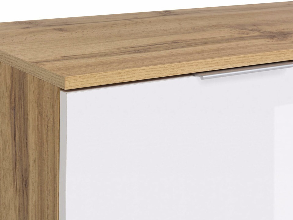 Armoire Tivetra 111 (Chêne wotan + Blanc brillant)