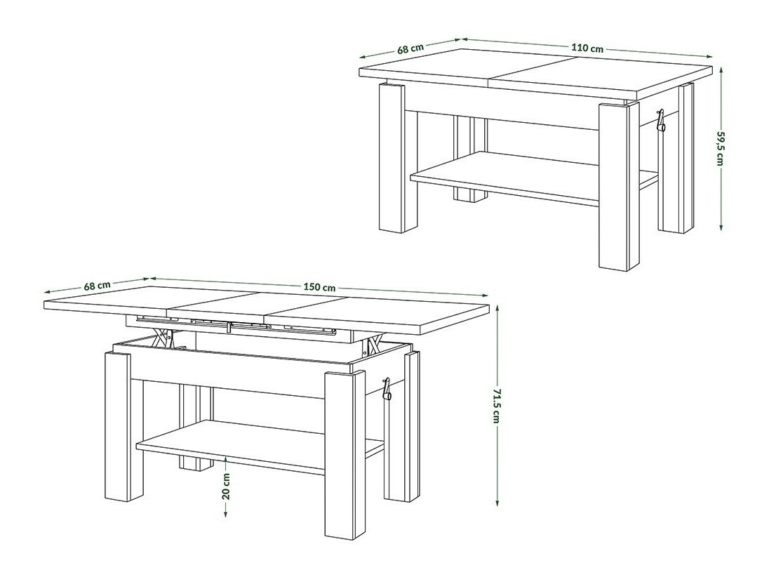 Table basse transformateur Glendale 100 (Sonoma chêne + Blanc)