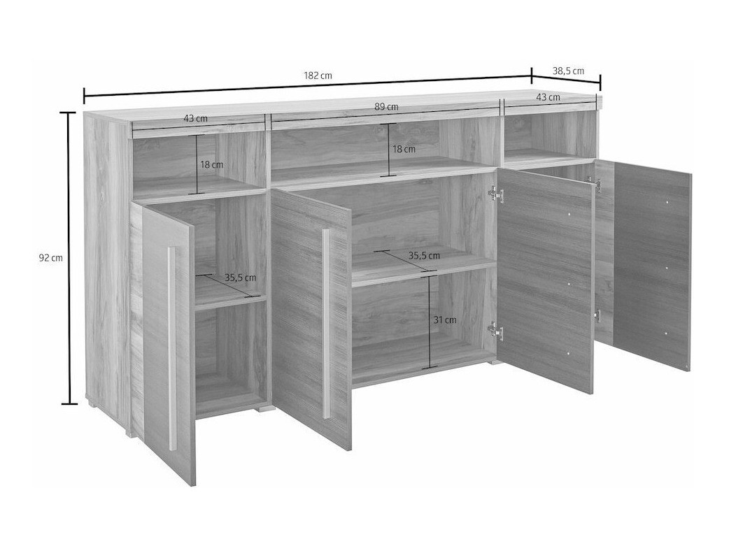 Buffet Sorciro 107 (Noix + Chêne foncé)