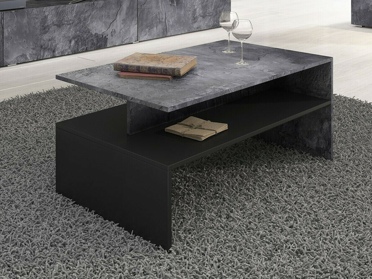 Table basse Serodeu 103 (Béton foncé + Noir)