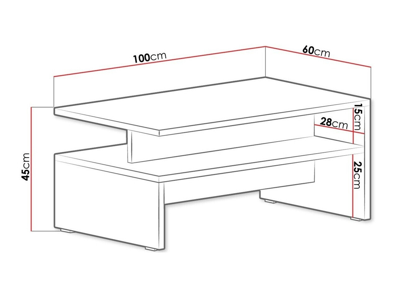 Table basse Serodeu 103 (Chêne de san remo + Noir)