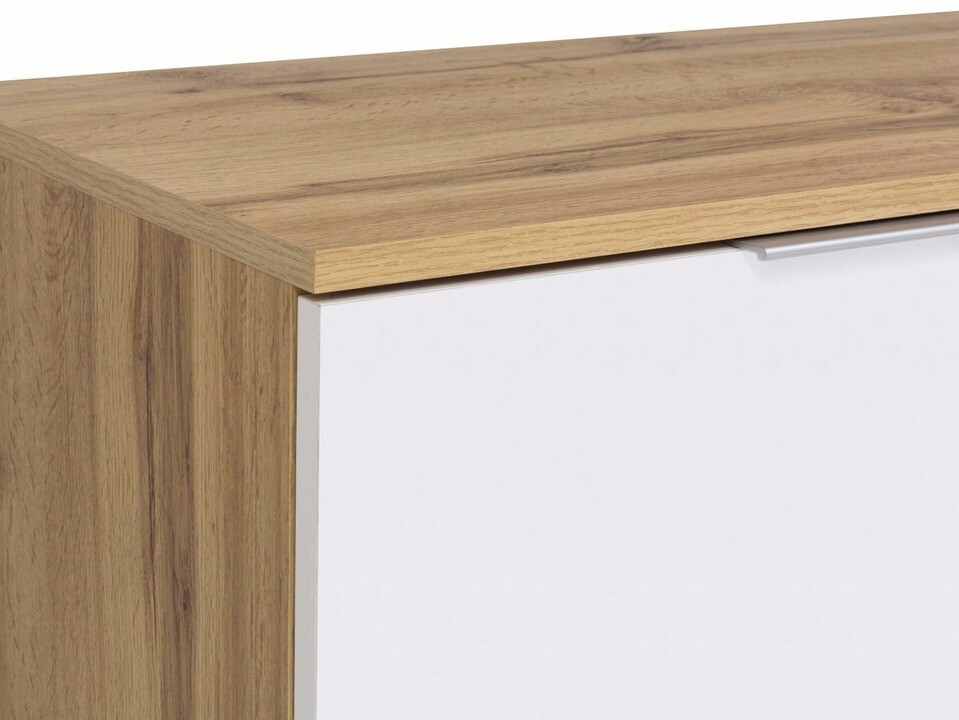 Commode Tivetra 101 (Chêne wotan + Blanc brillant)