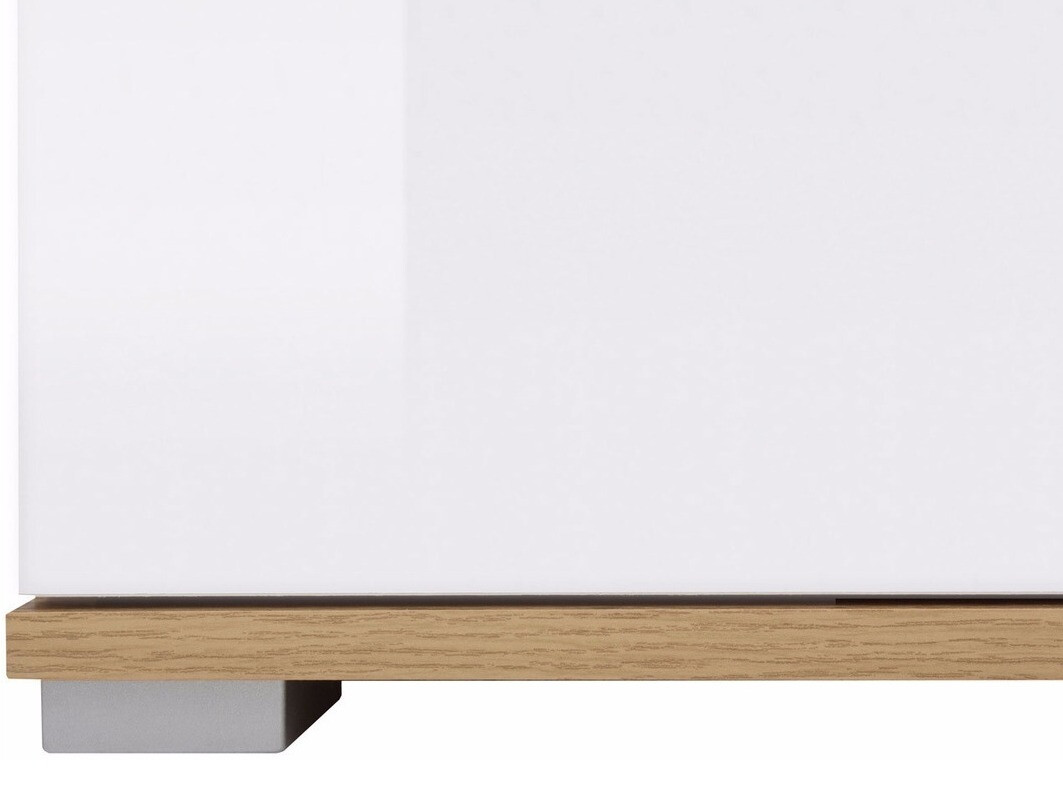 Commode Tivetra 101 (Chêne wotan + Blanc brillant)