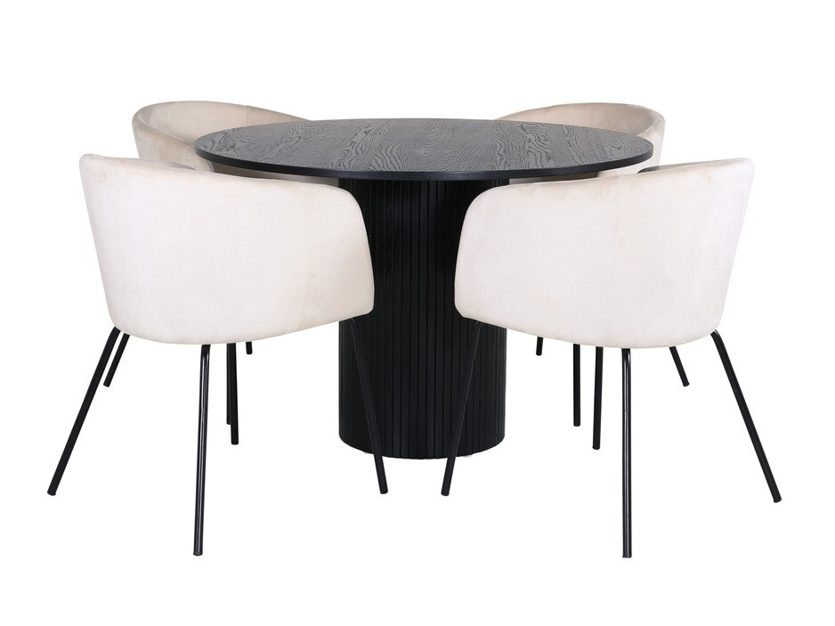 Salle à manger complète Dallas 3103 (Crème + Noir)