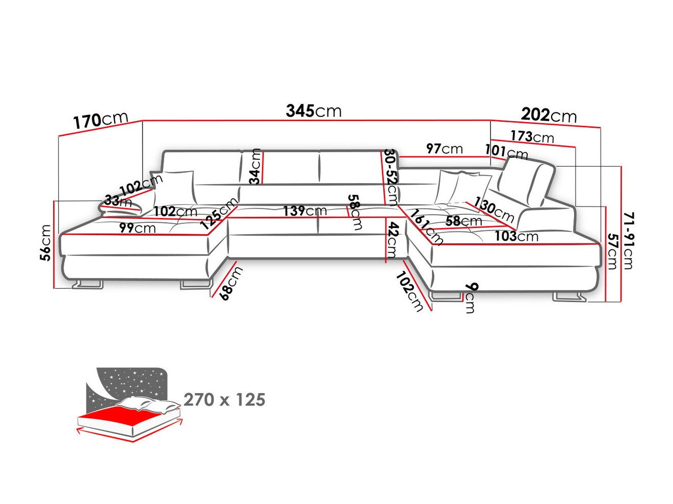 Canapé d'angle Comfivo Ruta IV (Soft 011 + Lux 06 + Soft 011)
