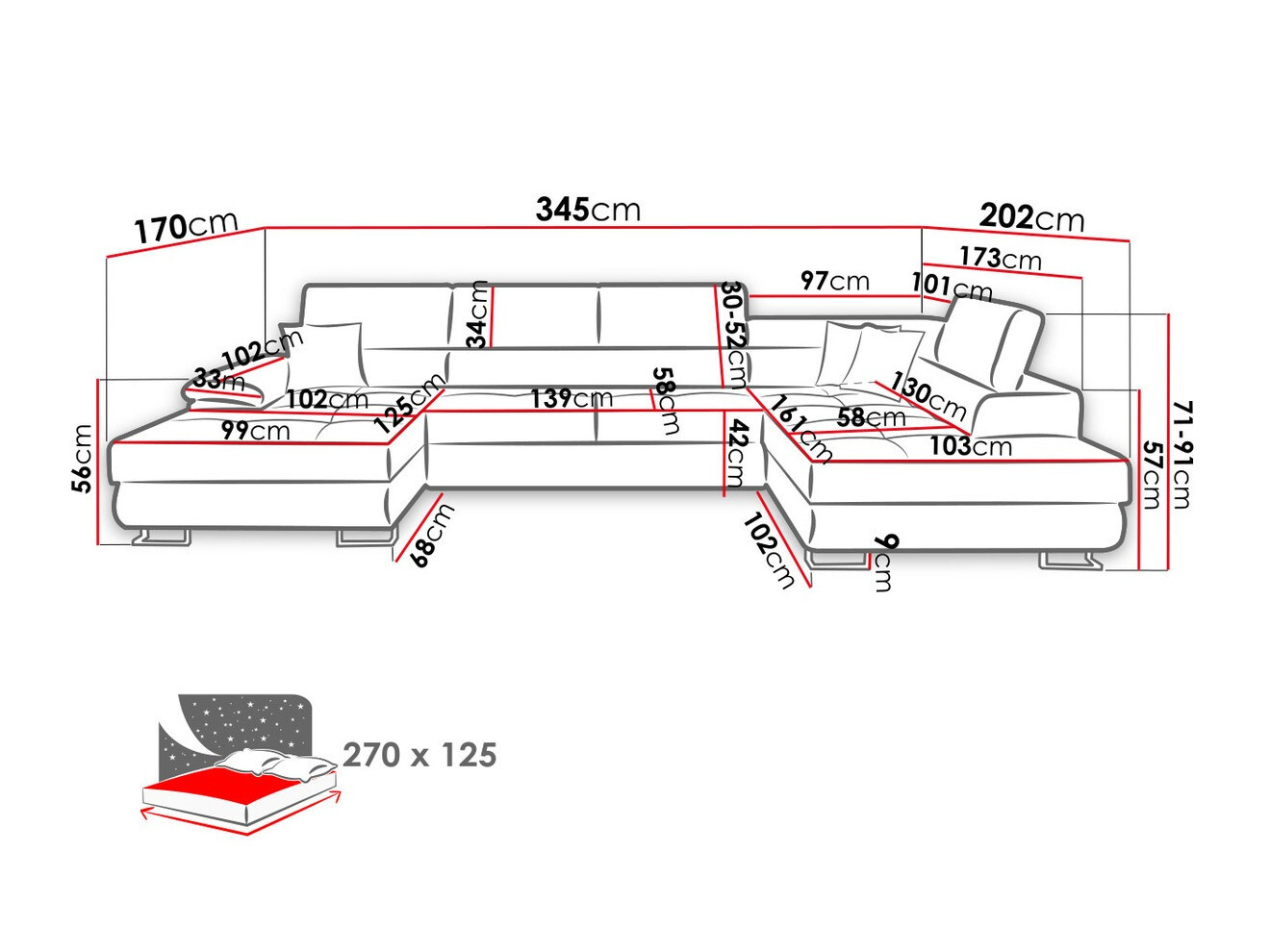 Canapé d'angle Comfivo Ruta IV (Soft 011 + Lux 06 + Soft 011)