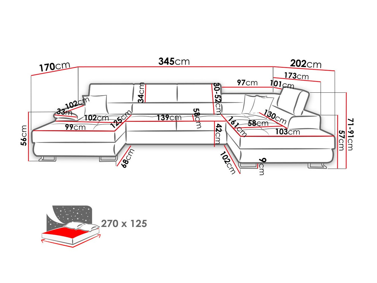 Canapé d'angle Comfivo Ruta IV (Soft 017 + Lux 06 + Soft 017)