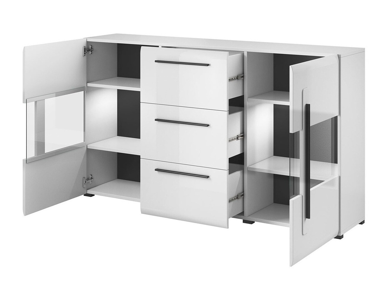 Ensemble de salon Ophsalu 112 (Blanc + Blanc brillant)