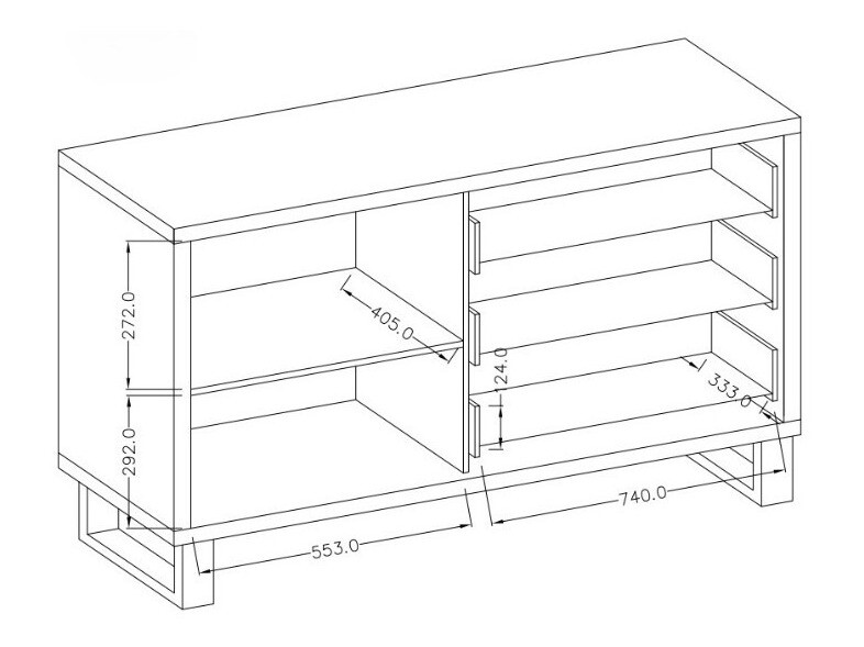 Commode Avicavu 109 (Chêne wotan + Noir)