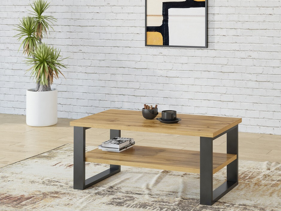 Table basse Avicavu 110 (Chêne wotan + Noir)